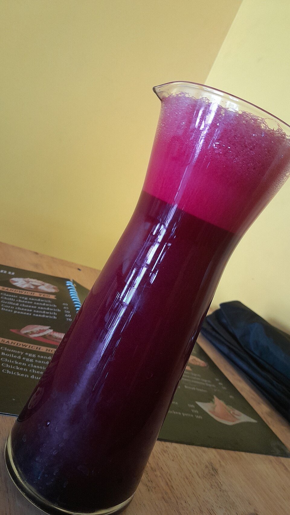 A glass of beetroot juice, one of the dietary nitrate sources used in these trials