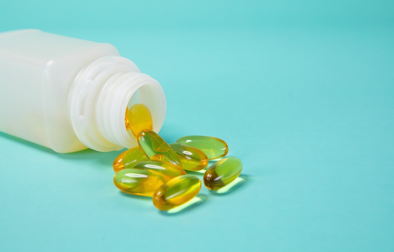 Bottle of probiotic capsules, illustrating the supplement format most oral probiotics are sold in